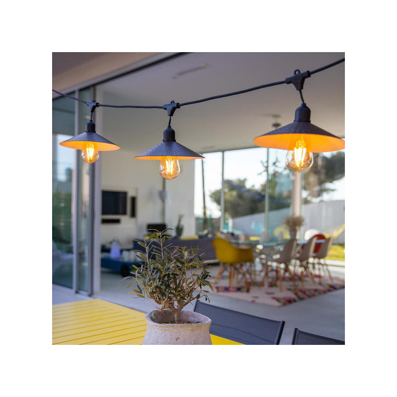 Outdoor String Lights with Steel Lampshade - Vinty Light - Lumisky