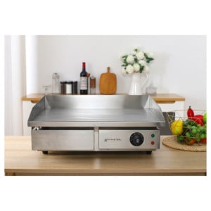 Professionelle Elektrische Grillplatte Dynasteel - Glatt 55 cm: Edelstahlplatte, gleichmäßiges und schnelles Garen