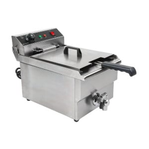 Professionelle Fritteuse 13L mit Ablass aus Edelstahl - Dynasteel