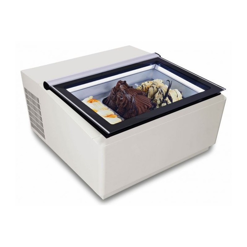 White Countertop Ice Cream Display - Static - 3 x 5 L - Customer Side - CombiSteel