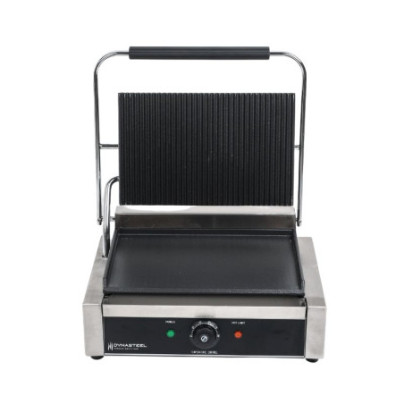 Large Grooved/Smooth Dynasteel Panini Grill - Perfect professional cooking for restaurants and snack bars