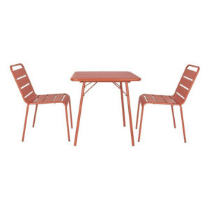 Chaise à Lattes en Acier - Terracotta - Lot de 4 - Bolero