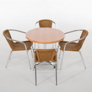 Rattan and Aluminum Armchairs - Set of 2 - Refurbished