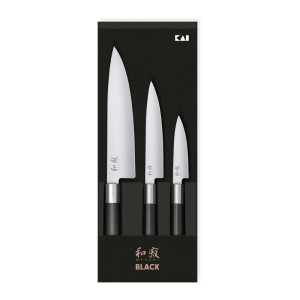 Set von 3 Wasabi Black Messern - Professionelles SchneidenKai Wasabi Black Messer - Japanische Präzision