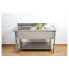 Einbauspüle 1 Becken mit Rückwand und Regal - L 1400 x T 700 mm | Dynasteel