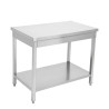 Stainless Steel Table with Shelf - D 600 mm - L 1400 mm - Dynasteel