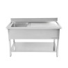 Sink 1 Bowl with Backsplash and Shelf - W 1400 x D 600 mm - Dynasteel