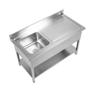 Sink 1 Bowl with Backsplash and Shelf - W 1200 x D 700 mm | Dynasteel