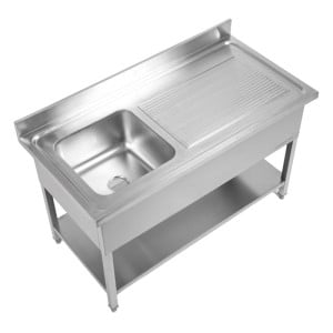 Edelstahlspüle 1 Becken Abtropffläche rechts - L 1000 x T 600 mm