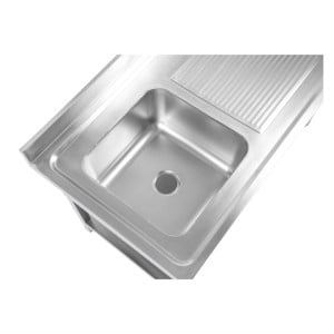 Edelstahlspüle 1 Becken Abtropffläche rechts - L 1000 x T 600 mm