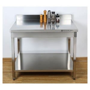 Edelstahltisch 1000x600 mm Rückwand und Unterregal