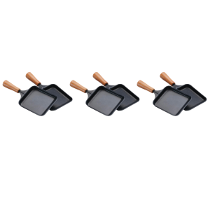 Set of 6 Rectangular Wooden Raclette Pans