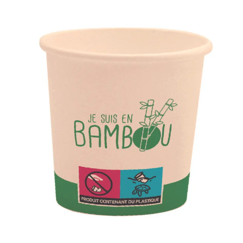 Bio-Becher "Ich bin aus Bambus" - 10 cl - Packung mit 300