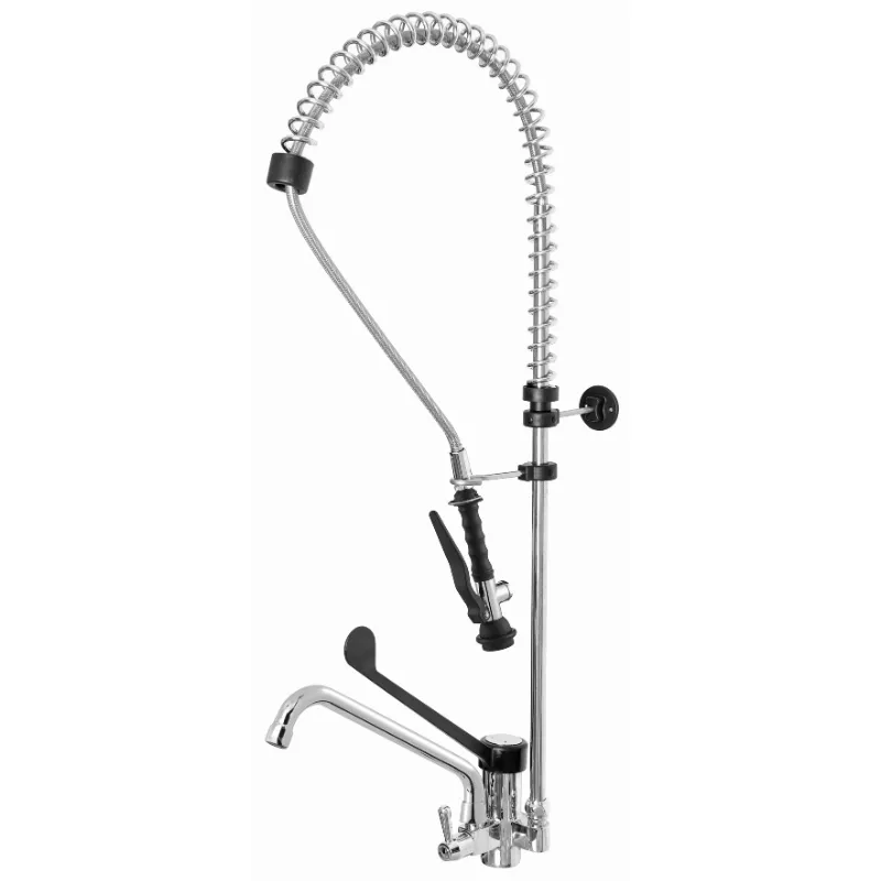 Einloch-Wasserhahn mit Brause und schwarzer Hebel