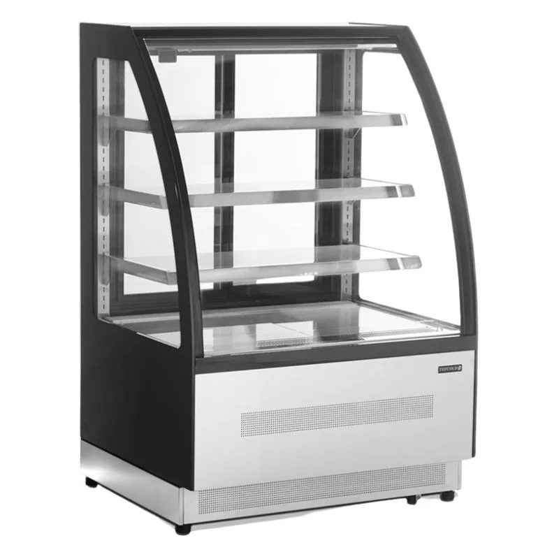 Schwarze Kühlvitrine Theke 2 Glastüren - 158 L