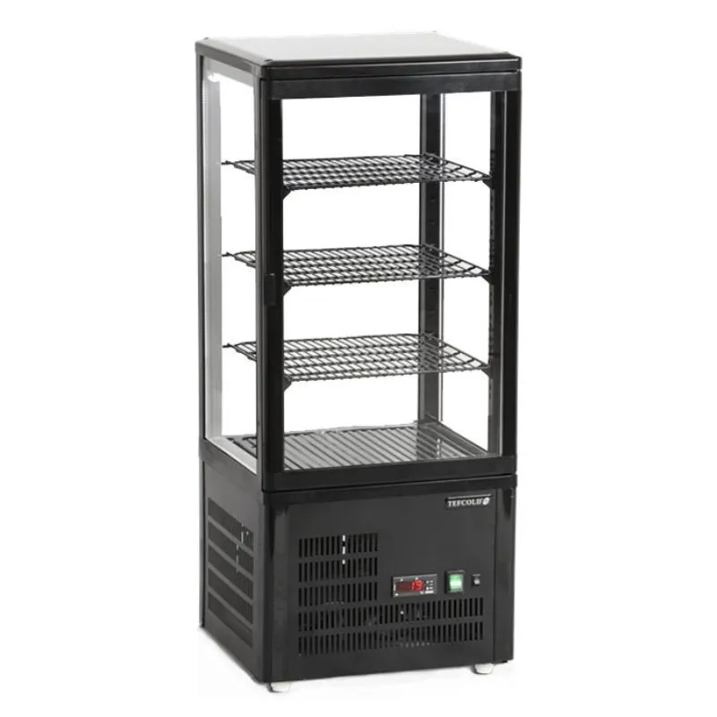 Schwarze Glastür-Kühlvitrine für Theken - 78 L