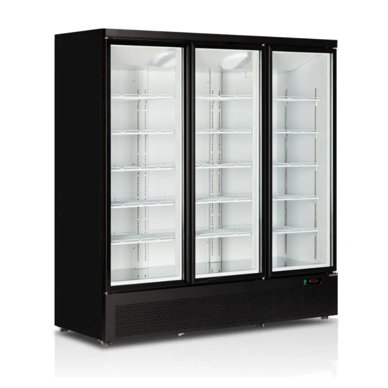 Schwarzer Vertikaler Gefrierschrank - 3 Glastüren - 1090 L