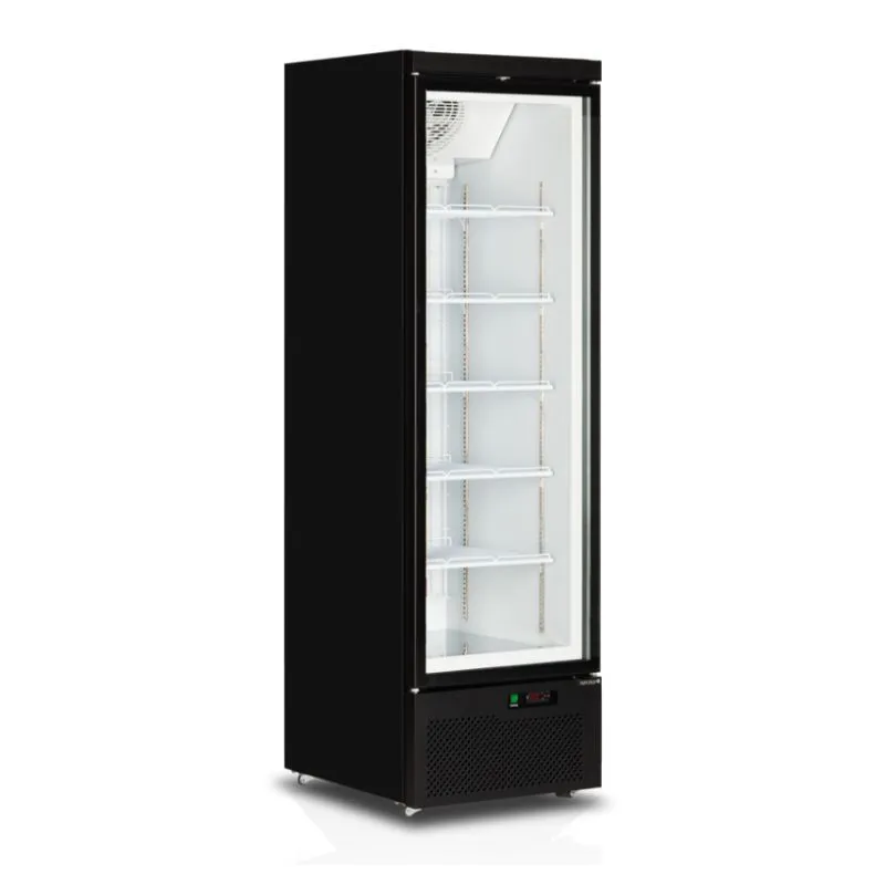 Schwarzer Vertikaler Gefrierschrank - 1 Glastür - 390 L
