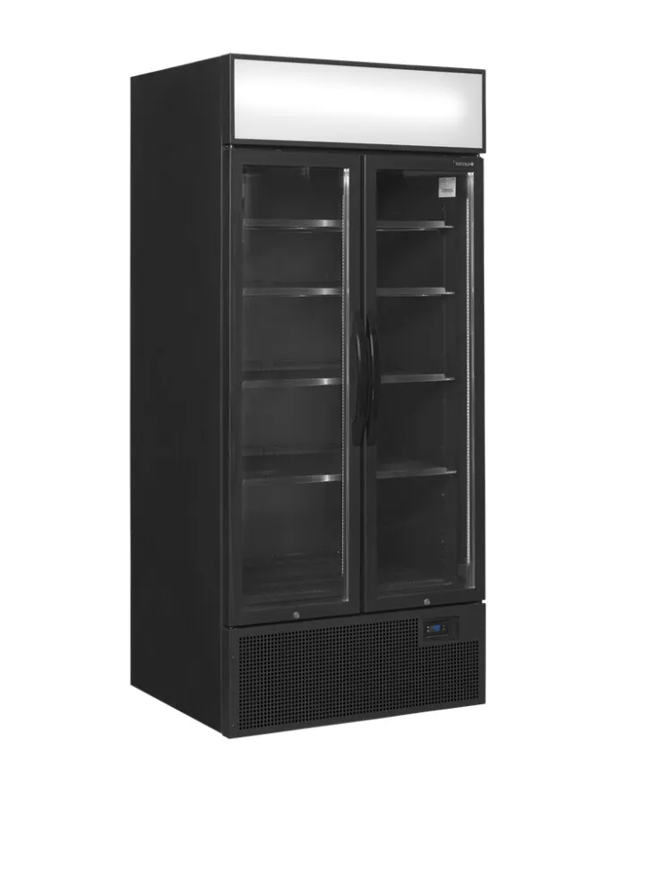 Schwarzer Kühlschrank mit Vordach - 2 Glastüren - 535 L