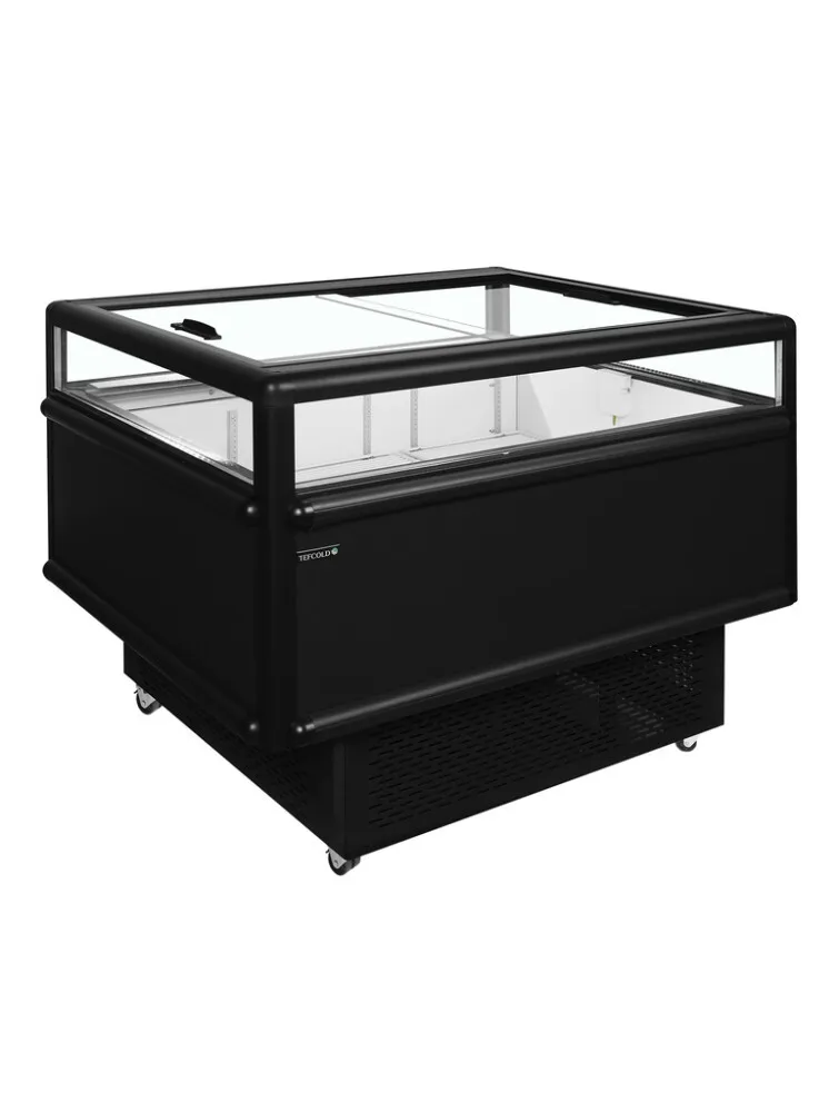 Kühlschrank 2 Schiebetüren aus Glas Schwarz 165 L