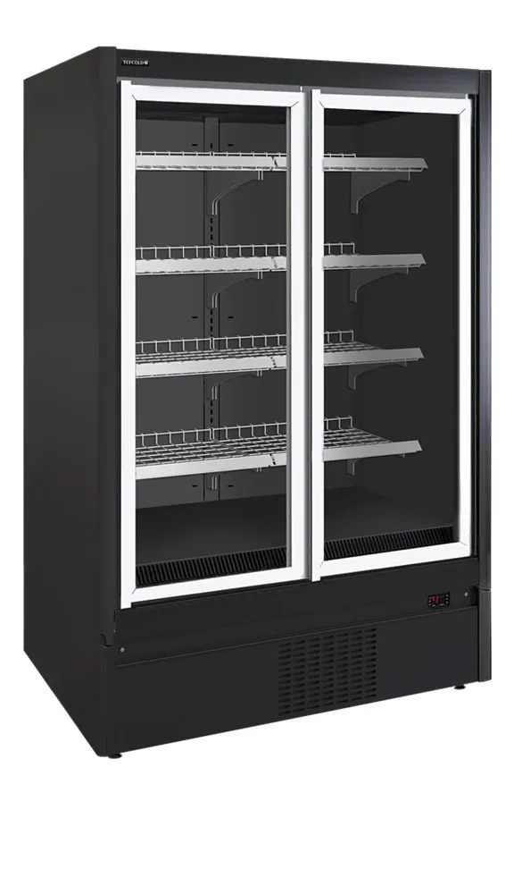 Schwarze Supermarkt-Kühlvitrine Negativ - 2 Türen - 850 L