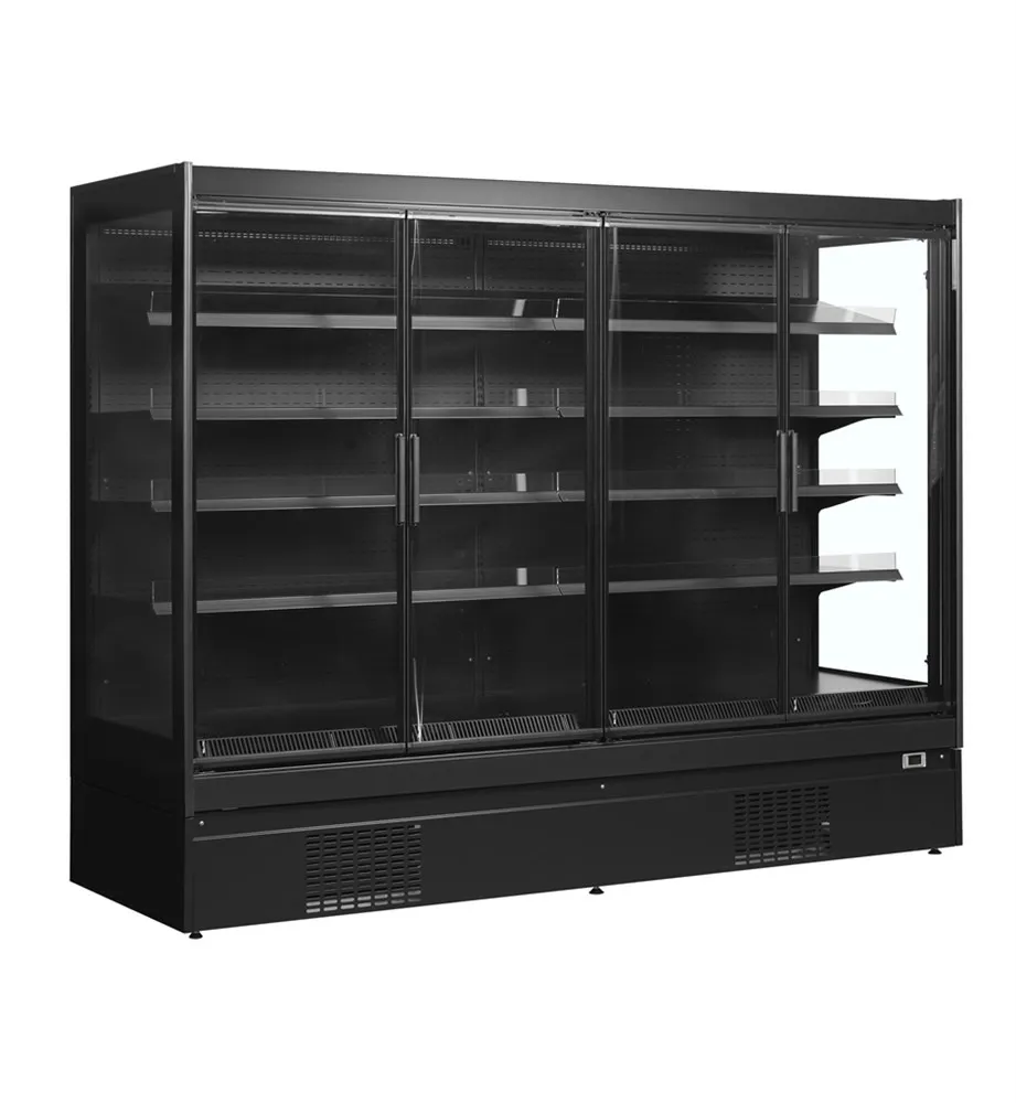 Schwarze Supermarkt-Kühlvitrine - Positiv - 4 Türen - 1540 L