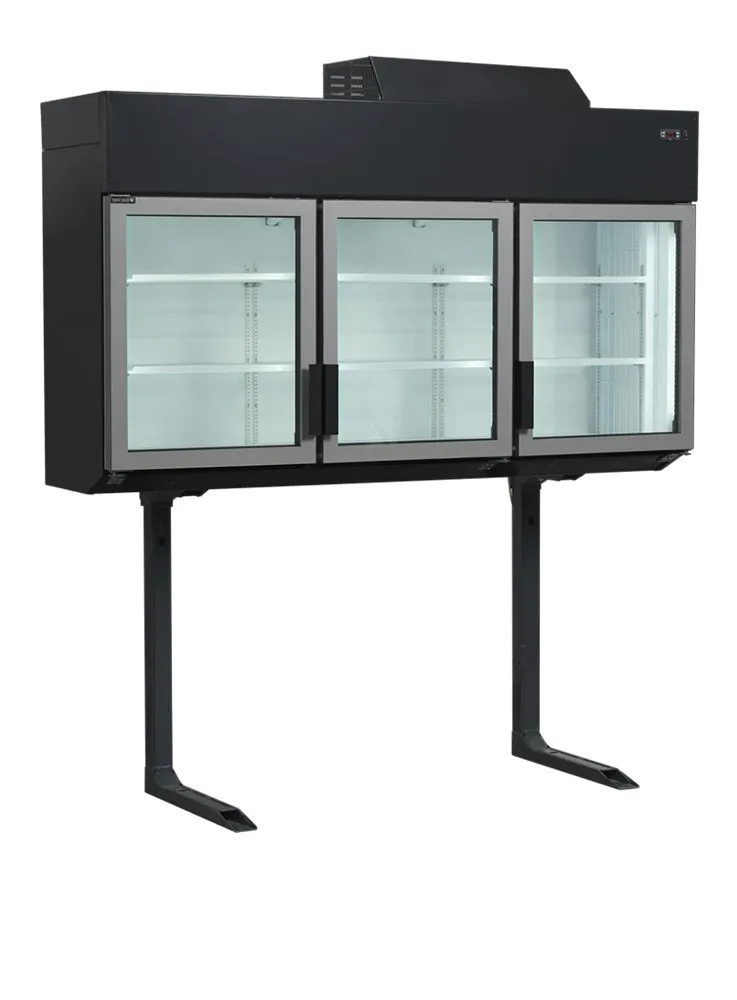 Schwarzer Supermarkt-Wand-Gefrierschrank - 3 Türen - 545 L