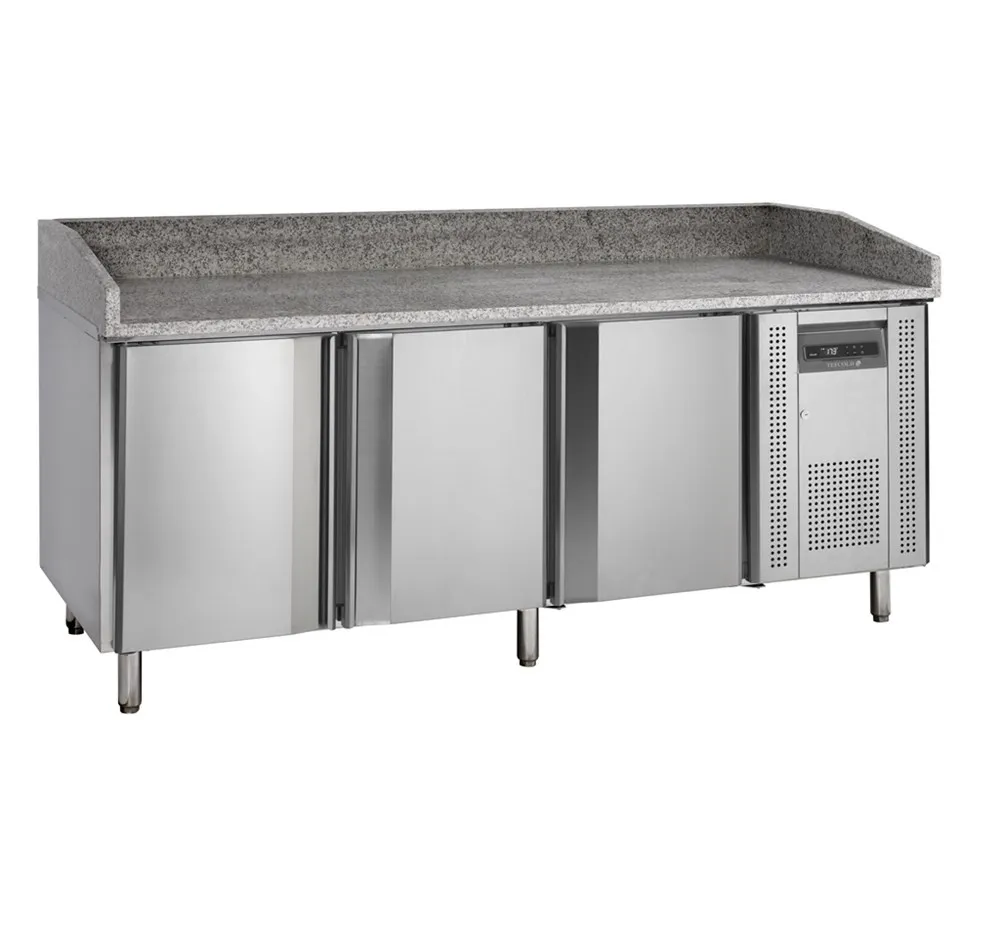 Edelstahl-Pizzatisch - 400 x 600 mm - 3 Türen
