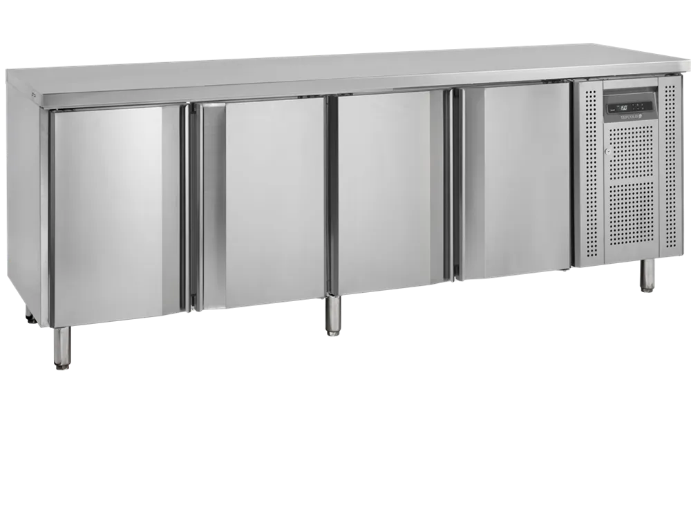 Tiefkühltisch aus Edelstahl - 4 Türen - GN 1/1