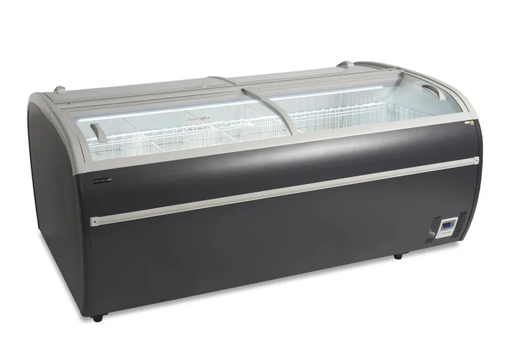 Gefrierschrank 2 Gebogene Glasdeckel Grau 1255 L