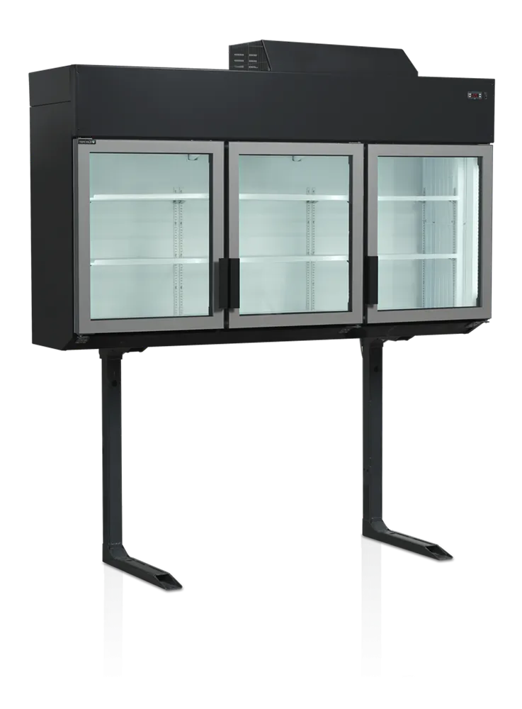 Schwarzer Supermarkt-Wand-Gefrierschrank - 3 Türen - 628 L