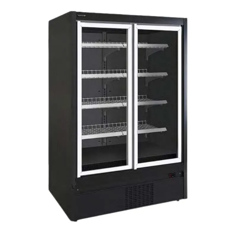Schwarze Supermarkt-Kühlvitrine Negativ - 3 Türen - 1270 L