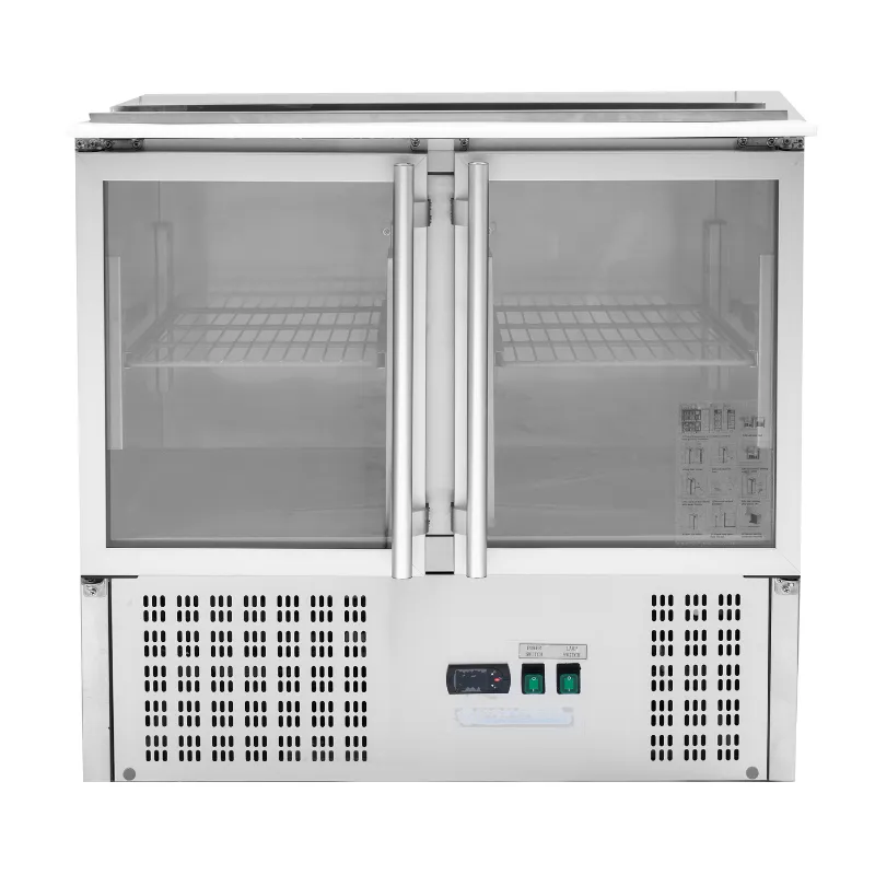 Saladette Kompakt - 2 Glastüren mit aufklappbarem Dach - 2 GN 1/1 und 3 GN 1/6