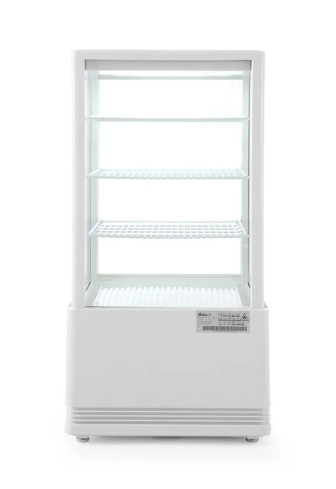 Kühlschrank mit weißer Vitrine und 4 verglasten Seiten - 68 L