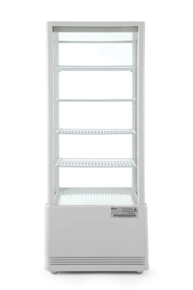 Kühlschrank mit weißer Vitrine und 4 verglasten Seiten - 98 Liter