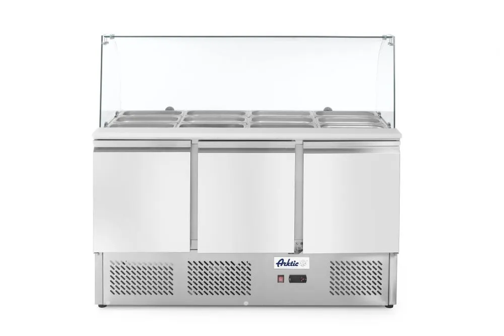 Theke mit 3 Türen und gekühlter Glasvitrine - 380 L