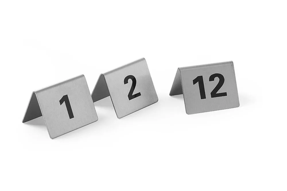 Set von 12 nummerierten Tischaufstellern von 1 bis 12.