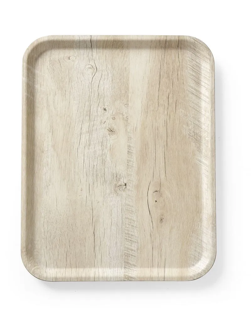 Serviertablett aus Melamin mit hellem Holzmuster - 430 x 330 mm