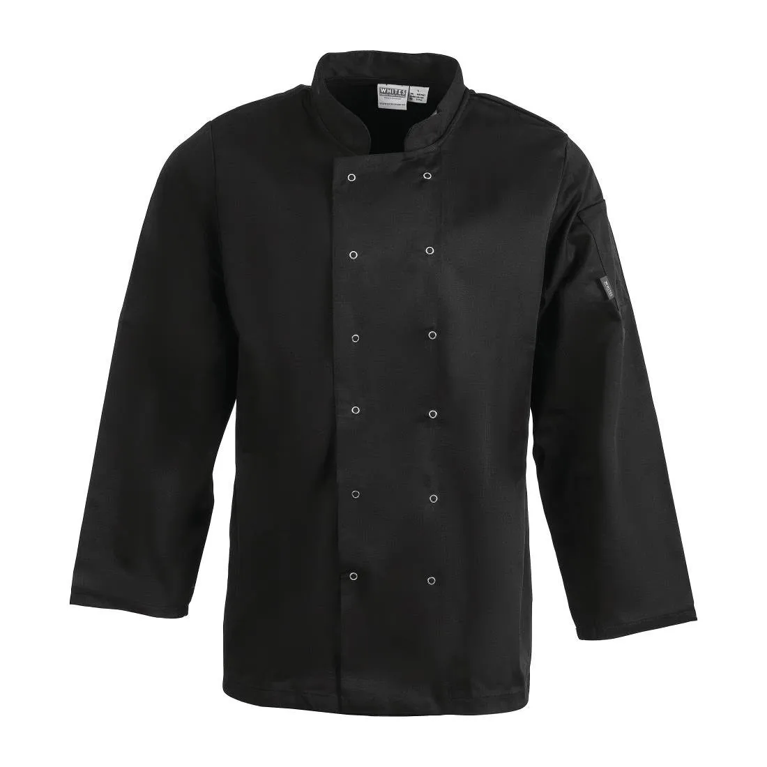 Schwarze Unisex-Kochjacke mit langen Ärmeln Vegas - Größe L