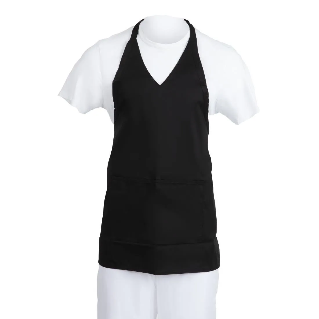 Kellnerschürze mit V-Ausschnitt in Schwarz aus Polycotton - 838 x 698 mm