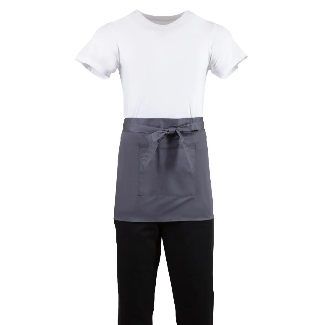 Kurze anthrazitgraue Kellnerschürze aus Polycotton - 750 x 373 mm
