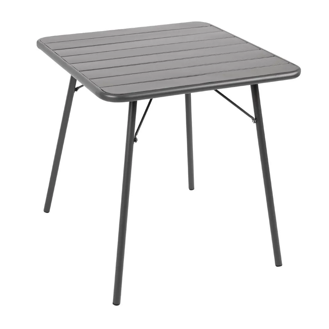 Tisch mit grauem Stahl-Lattenrost - 700 x 700 mm