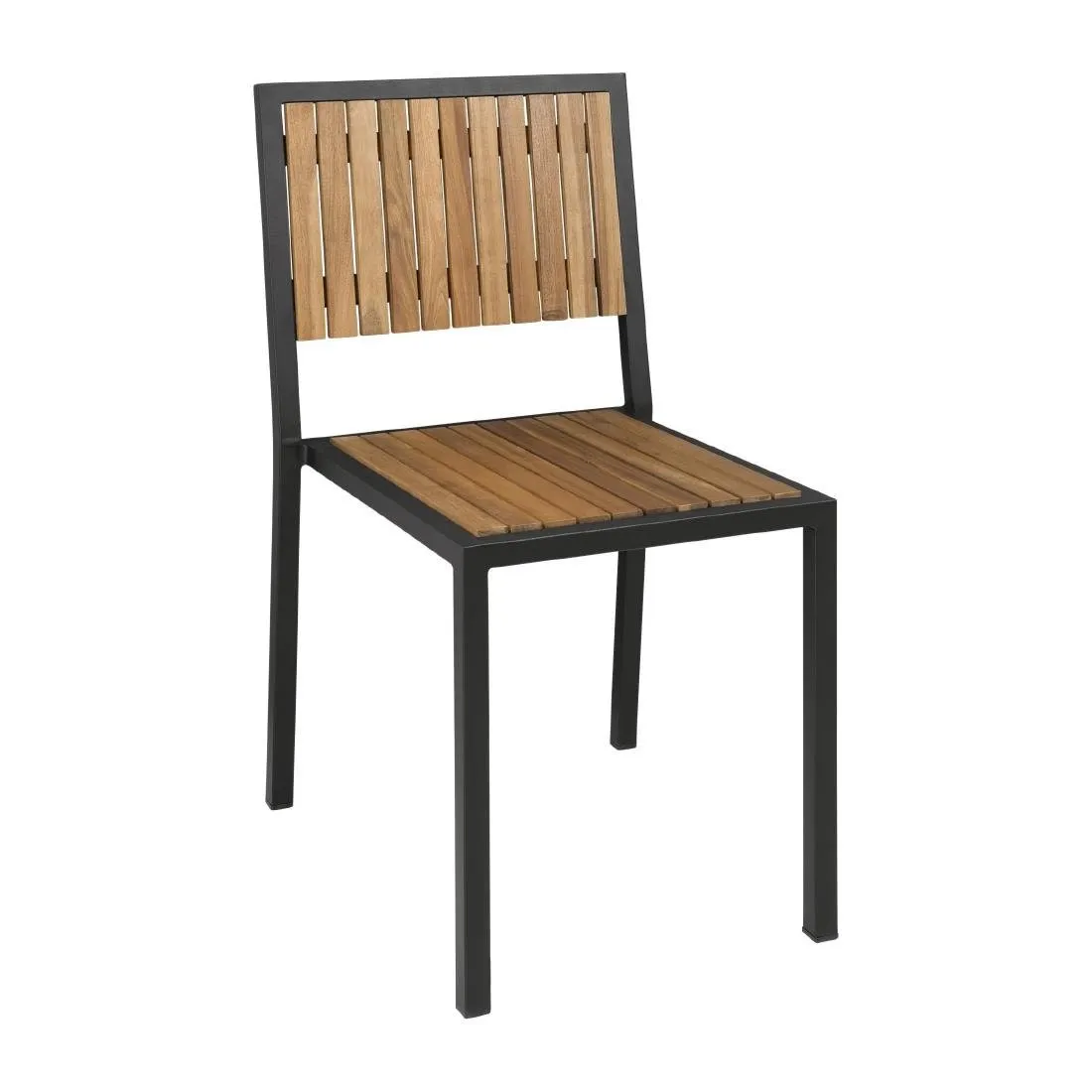 Stühle aus Stahl und Akazie - Set von 4