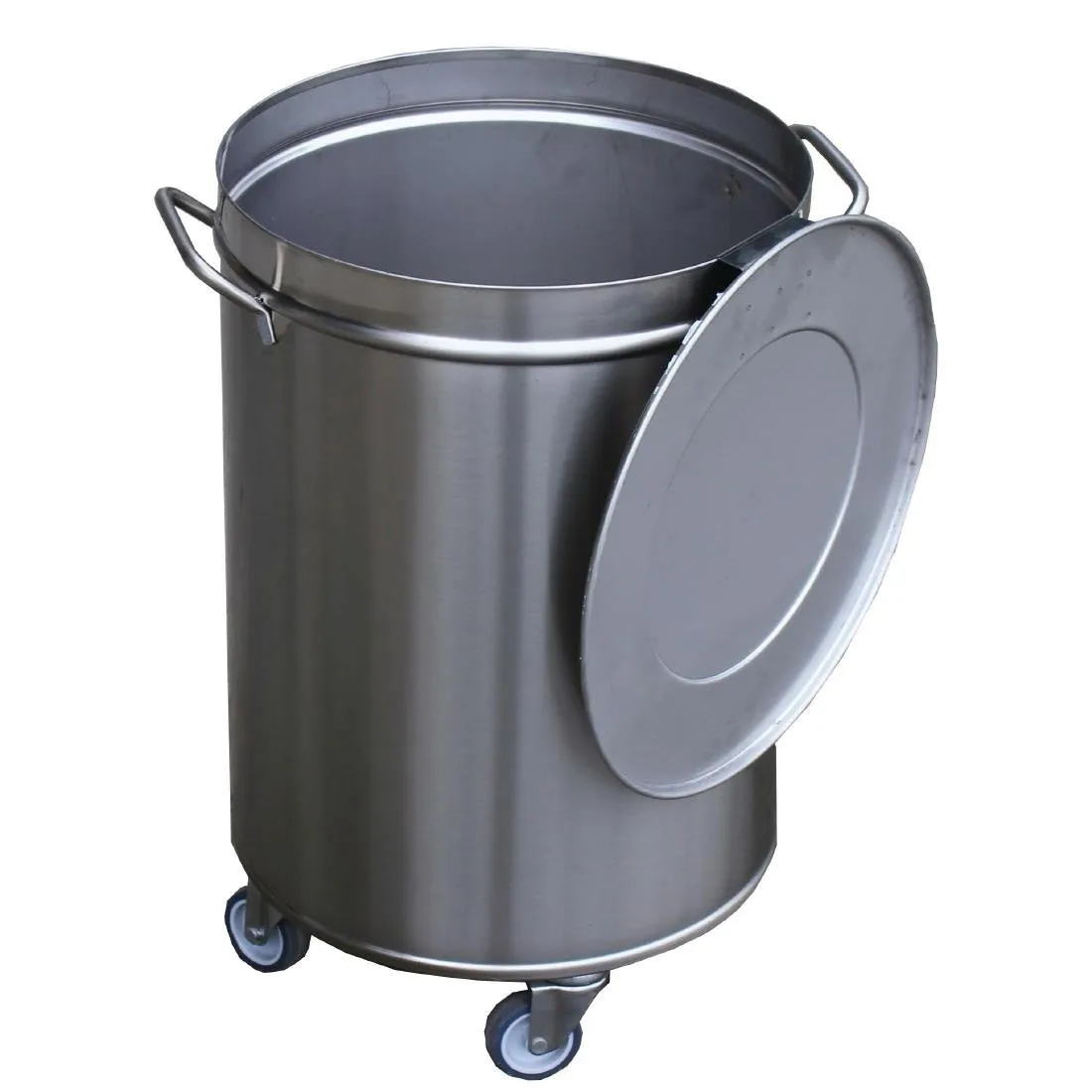 Mülleimer aus Edelstahl mit Rädern und Deckel - 100 L