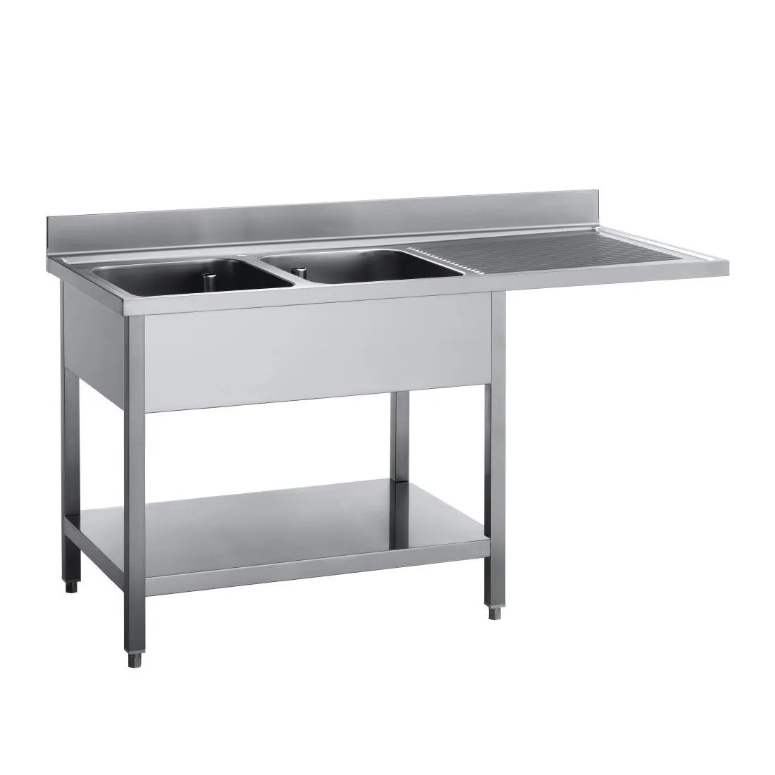 Edelstahl-Spülbecken mit Spülmaschinen-Durchgang - B 1600 x T 700 mm