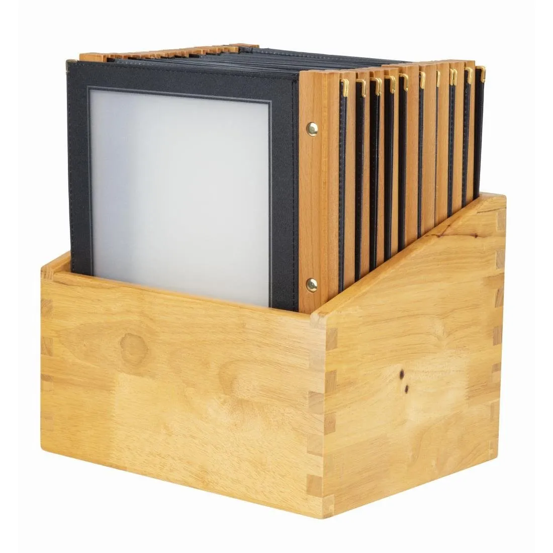 Speisekartenhalter aus schwarzem Holz im A4-Format