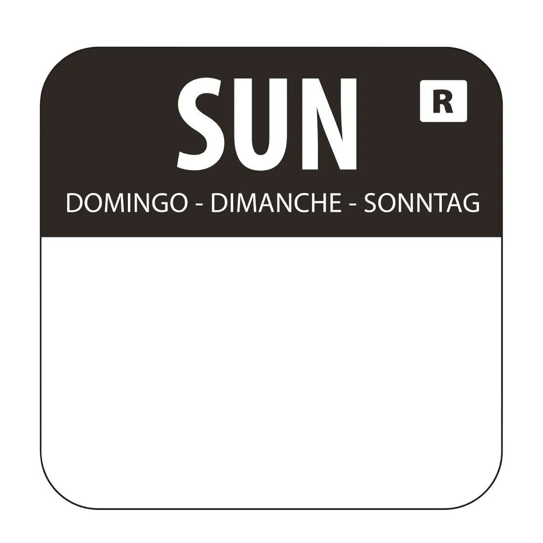Lebensmittel-Etiketten Schwarz "Sonntag" - Packung mit 1000