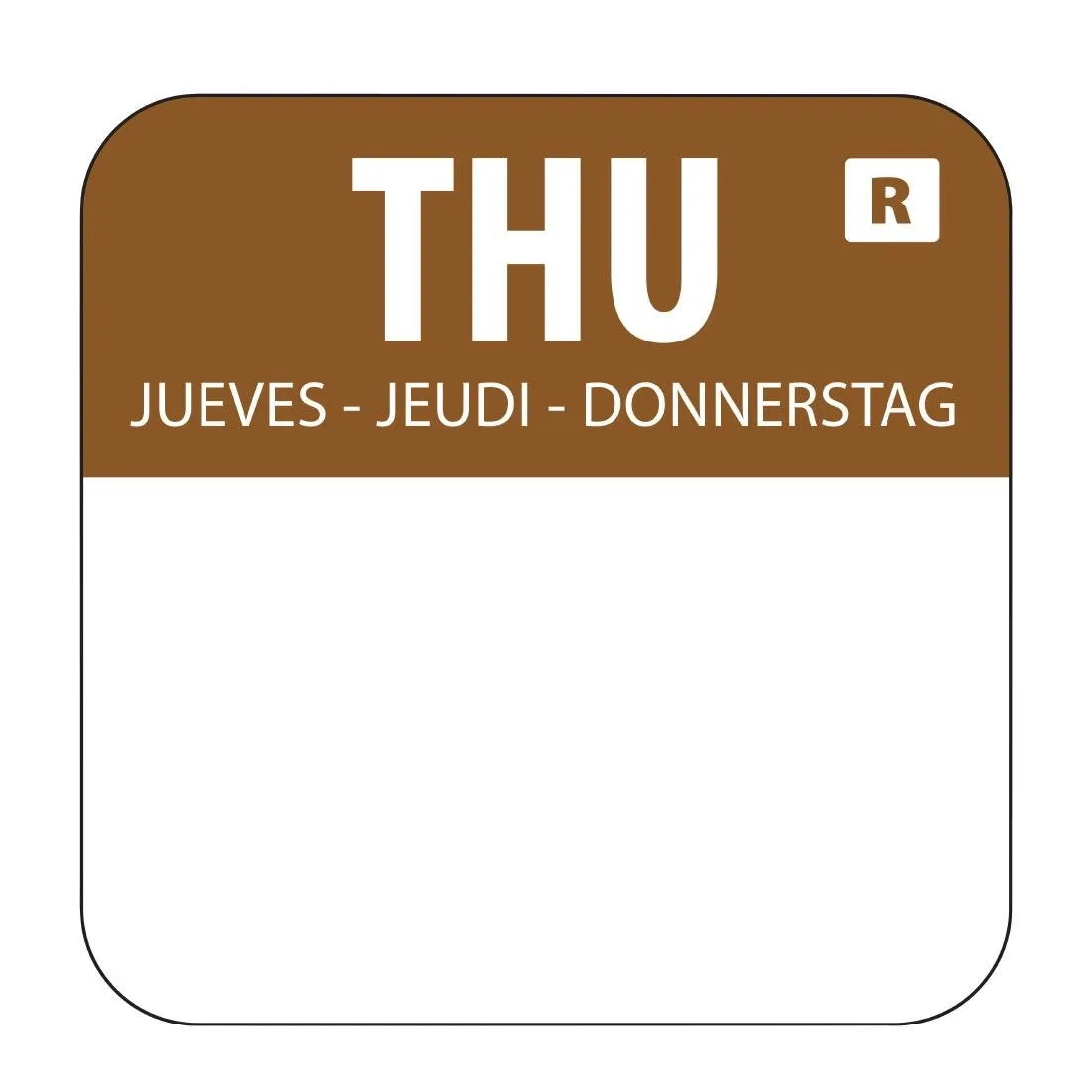 Braune Lebensmittel-Etiketten "Donnerstag" - Packung mit 1000