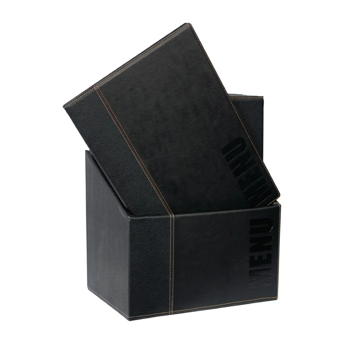 Speisekartenhalter A4 Schwarz mit Aufbewahrungsbox - Set aus 20