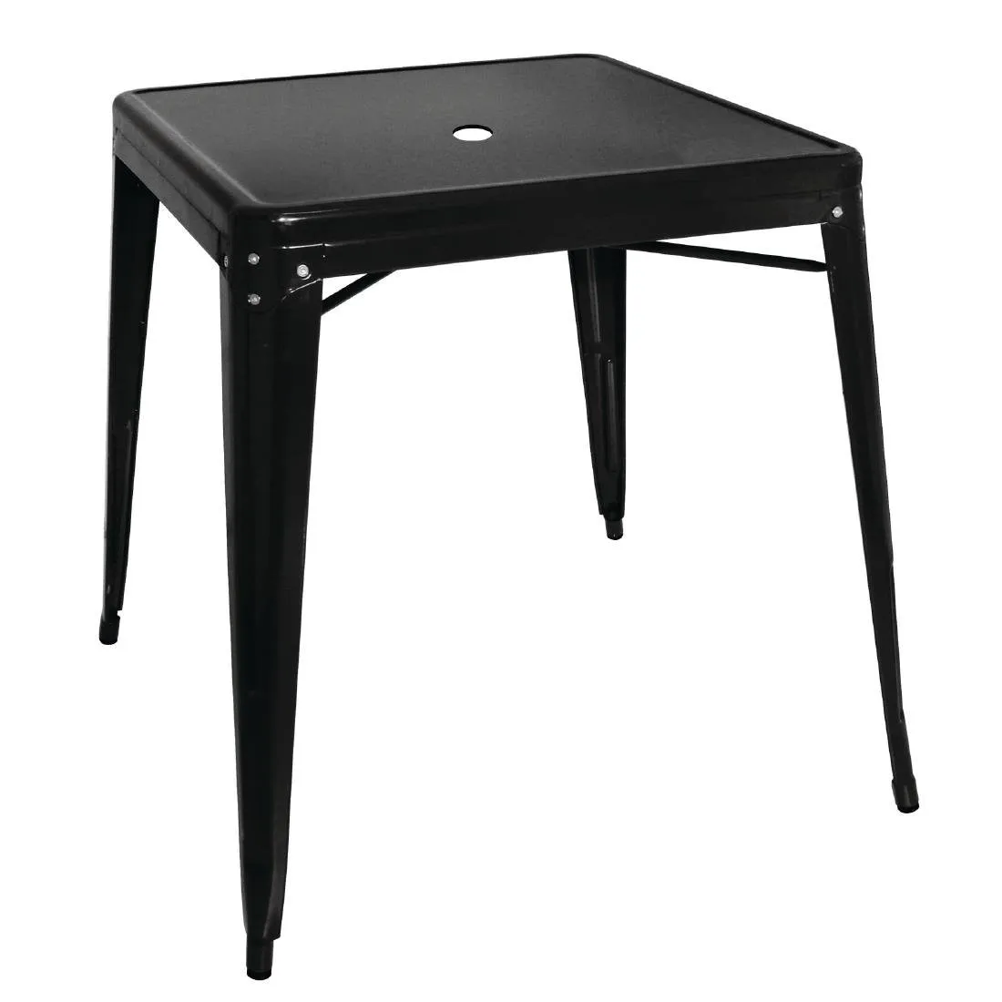 Quadratischer Bistro-Tisch aus schwarzem Stahl – L 668 x T 668 mm